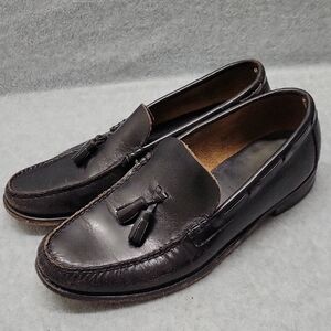VINTAGE Florsheim Dark Black  Leather Tassel Loafers 8.5